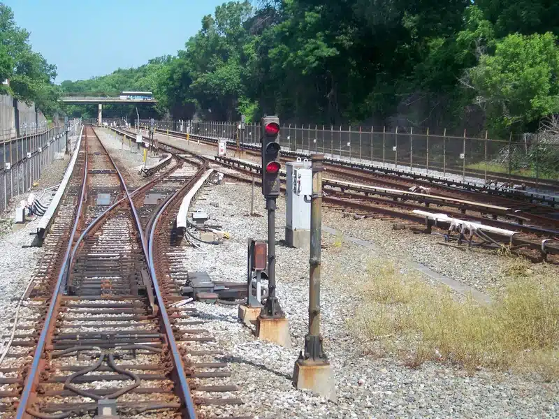 Railroad tracks with signal lights